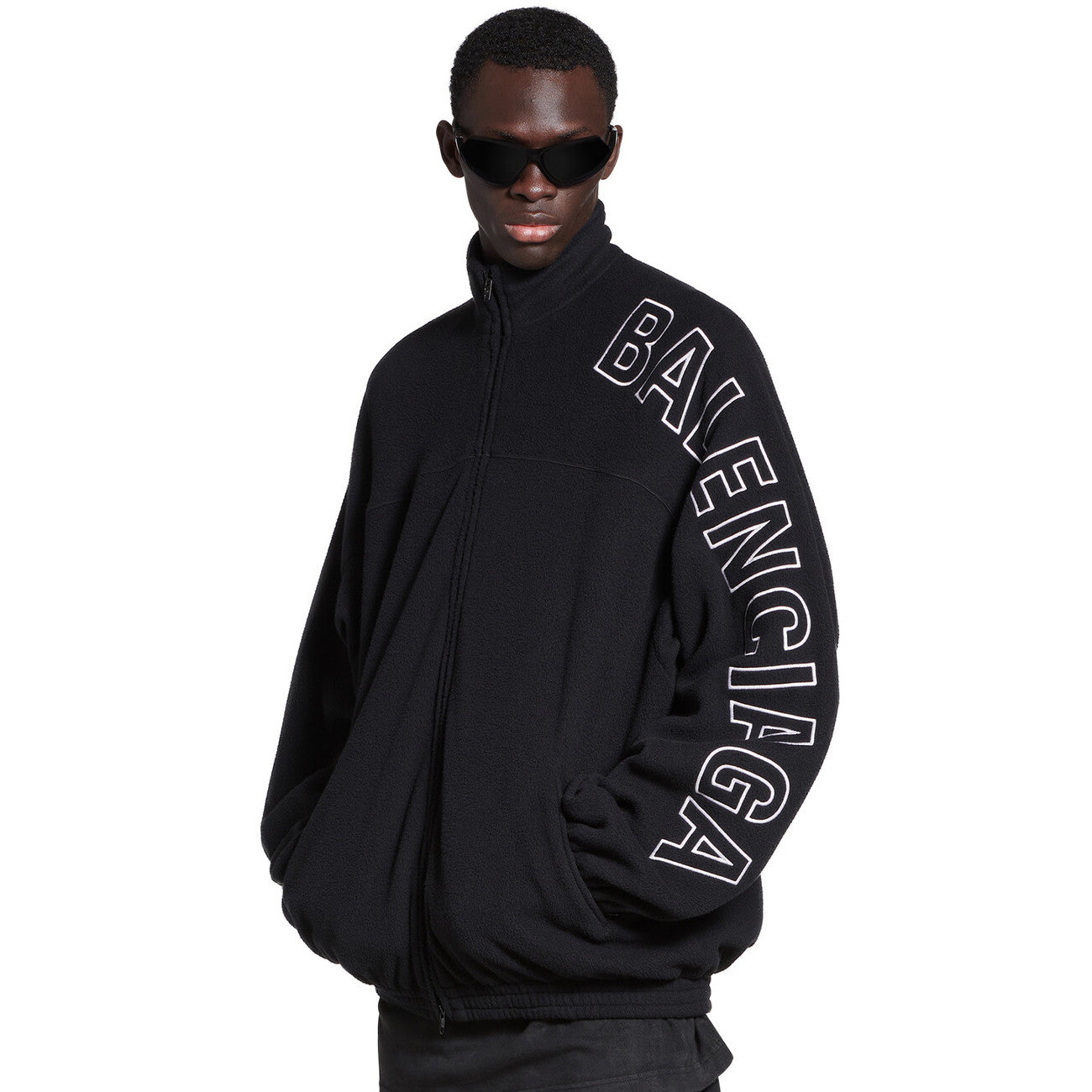 Balenciaga Men's New Fall And Winter Black Lambswool Material Collar Zipper Jacket #97214
