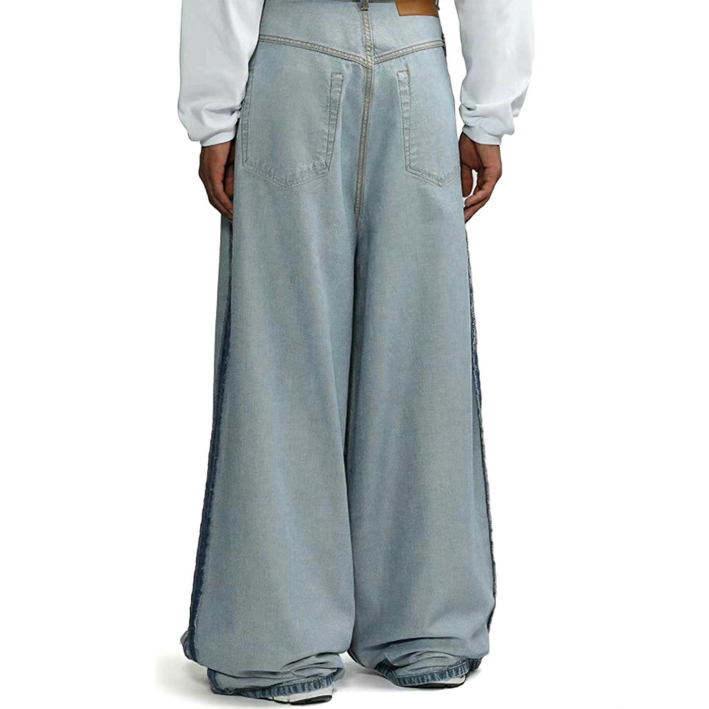 Vetements Men And Women With The Same Paragraph Fall And Winter Double-sided Wear Washed Blue Wide-legged Loose Flare Jeans Jeans High Street Trend Casual Straight Pants Ngvp #2458