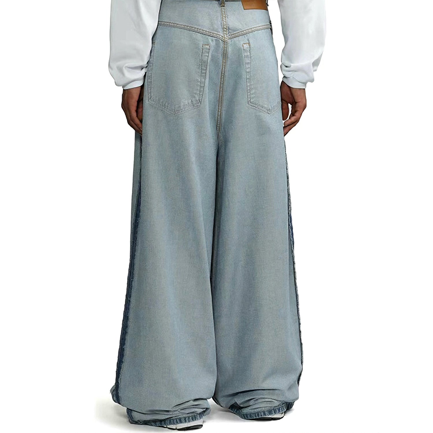 Vetements Men And Women With The Same Paragraph Fall And Winter Double-sided Wear Washed Blue Wide-legged Loose Flare Jeans Jeans High Street Trend Casual Straight Pants Ngvp #2458