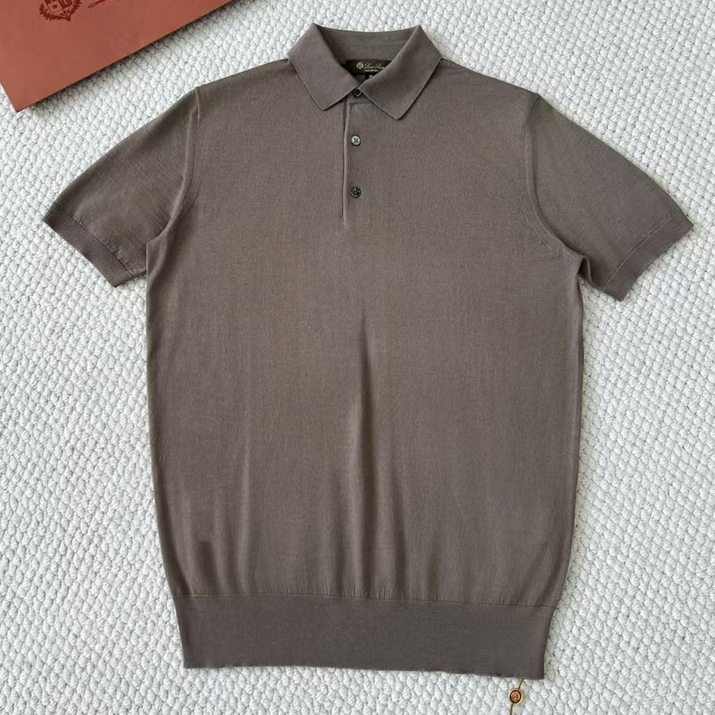 Loro Piana King's Gift® Men's Polo Shirt Spring Summer Fashion Casual Button Short Sleeve Top Knitted T-shirt Lapel Men's Clothes Ngvp #9957