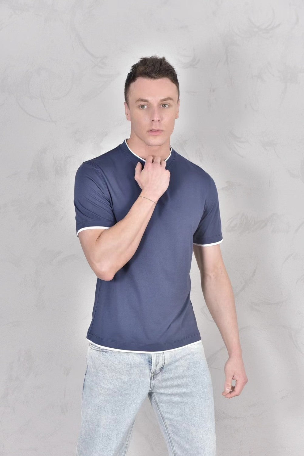 Brunello Cucinelli Men's Spring And Summer Fashion Trend Color Blocking Classic Short-sleeved Comfortable Positive Shoulder Round Neck T-shirt Tops #99379