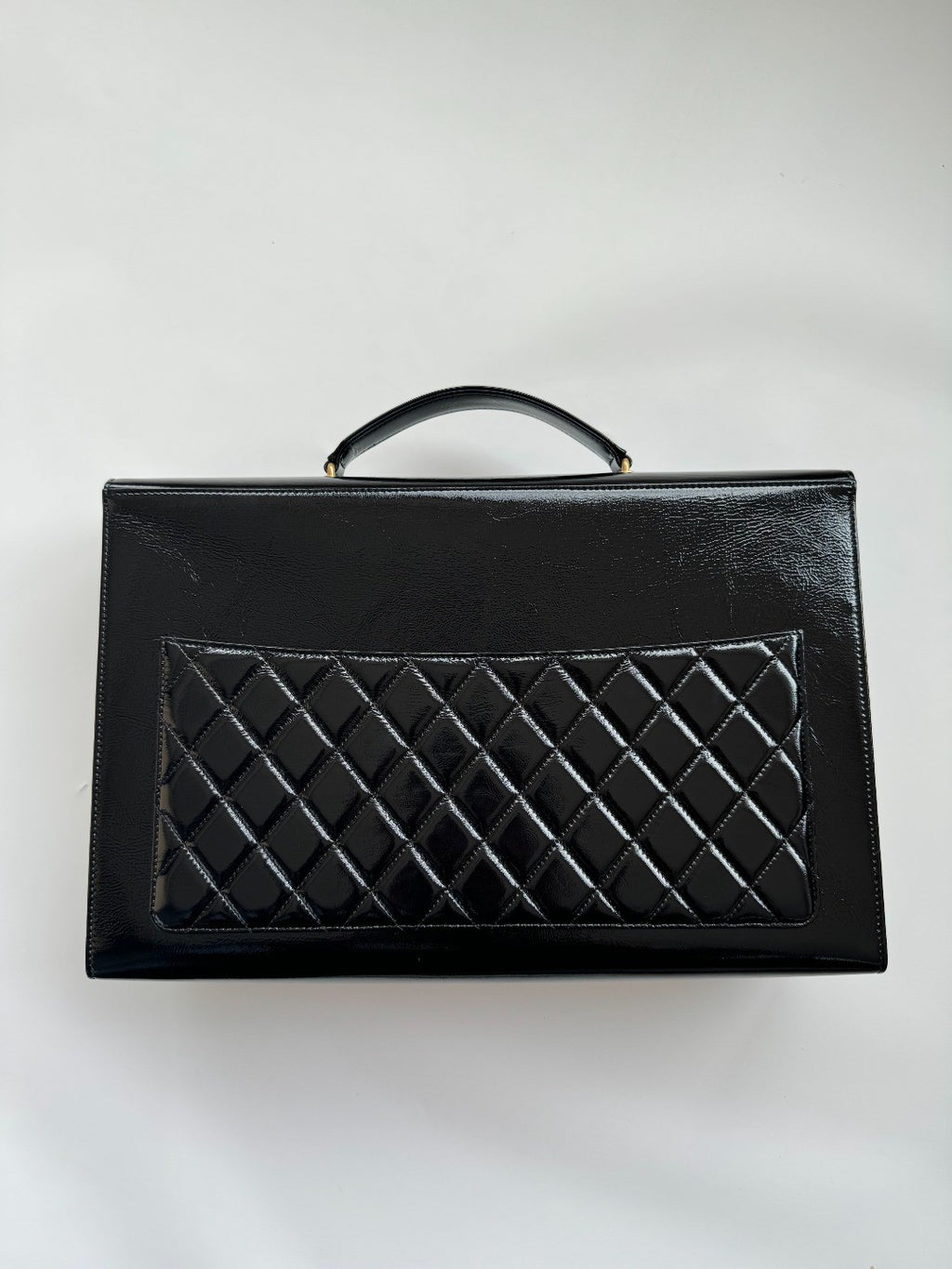 Chanel Advanced Handmade Series Briefcase Patented Wrinkled Lambskin Vintage Buttons #332642
