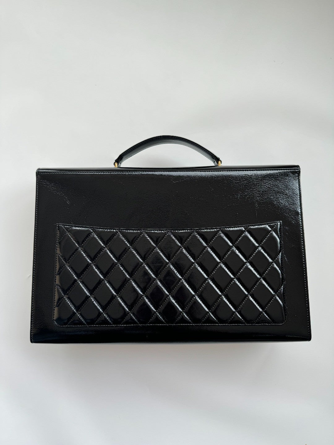 Chanel Advanced Handmade Series Briefcase Patented Wrinkled Lambskin Vintage Buttons #332642
