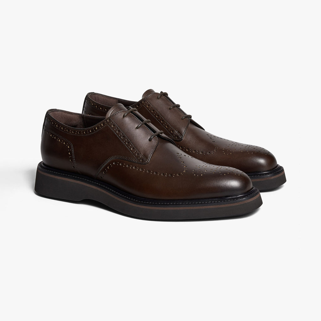 Berluti Alessio Natural Men's Spring/Fall Fashion Classic Leather Brogue Oxford Shoes with Thick Rubber Sole Calfskin Derby Shoes #78573