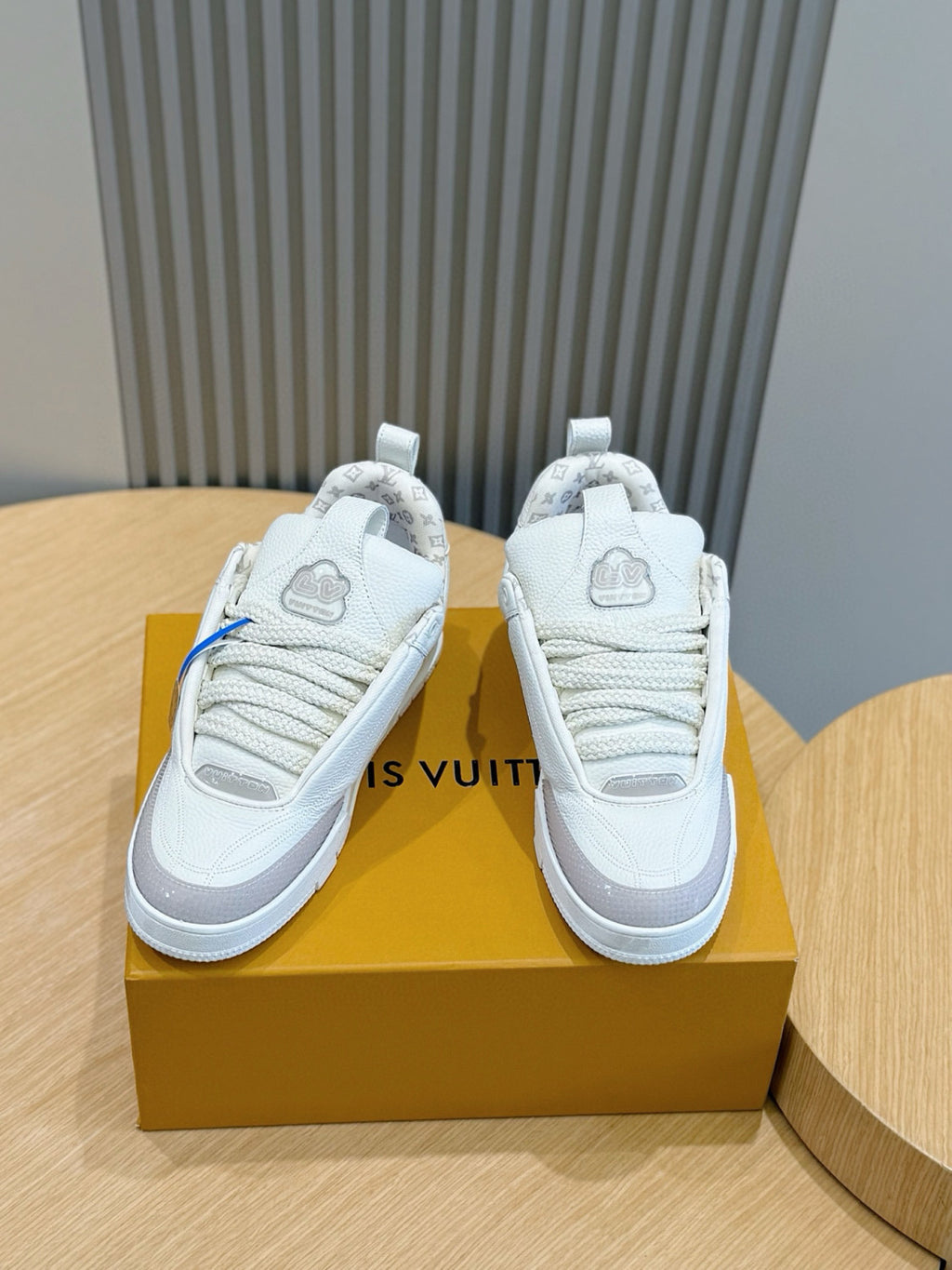 Louis Vuitton LV Skate Sneaker Men's Solid Color Calfskin Round Toe Low Top Lace Up Casual Board Shoes #76697