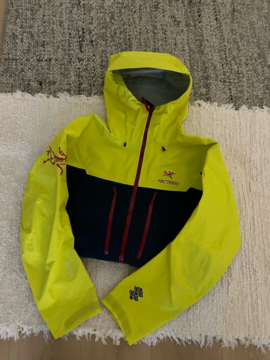 Arcteryx Men's Spring and Autumn ALPHA SV GORE-TEX Year of the Dragon Series Patchwork Outdoor Hooded Waterproof Windproof Jacket #98372