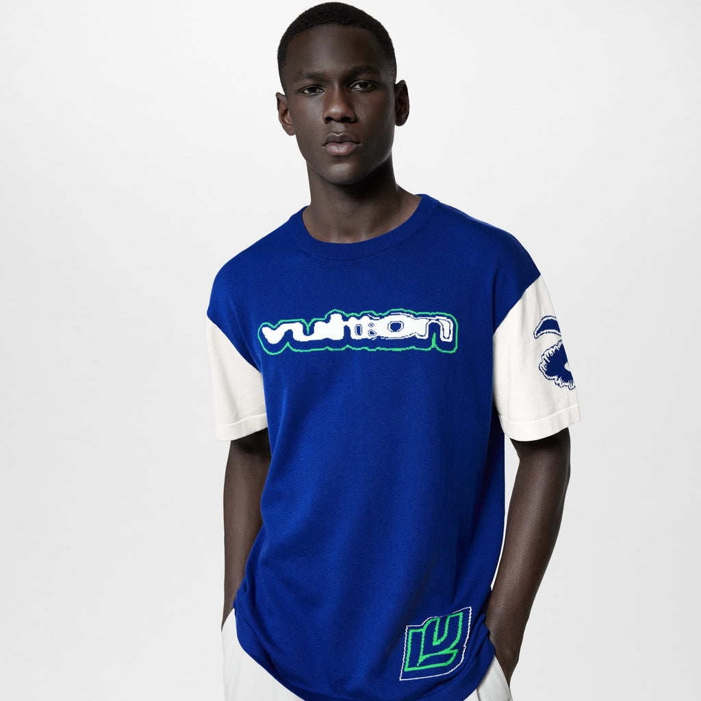 Louis Vuitton Men's Summer Colour Block Letter Print Round Neck Cotton Short Sleeve T-Shirt #76788