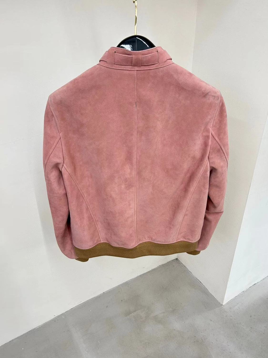 Tom Ford Men And Women With The Same Models Of Fall And Winter Color Collision Collar Loose Lambskin Leather Jacket #98481