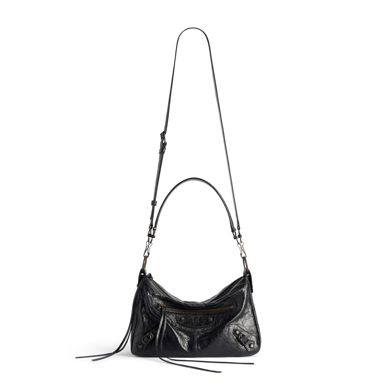 Balenciaga LE CITY MOTO Men's And Women's Fashion Classic Solid Color Zipper Closure Leather Adjustable Strap Shoulder Bag Crossbody Bag Motorcycle Bag Bags 8461882AB6Z1251 #79567