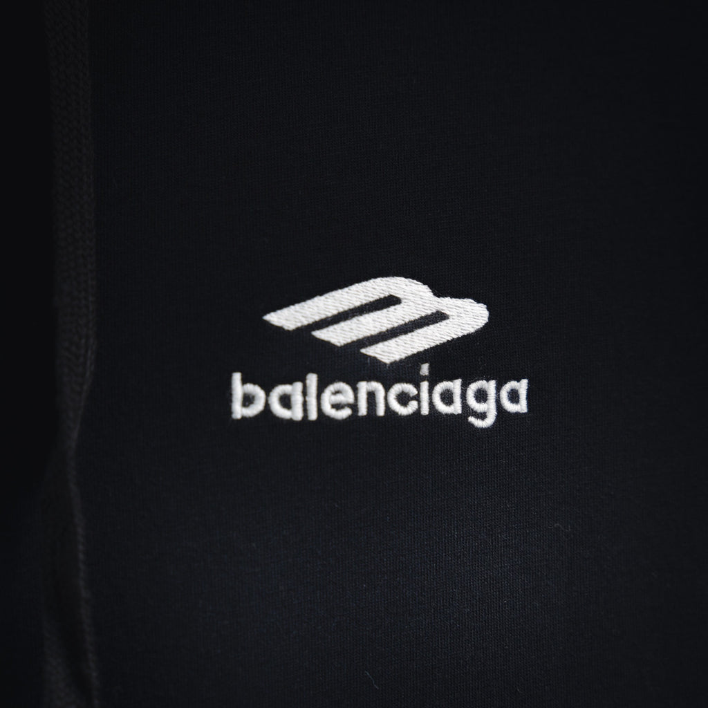 Balenciaga 3b Sports Icon Zip-up Hoodie in Washed Black White #375599