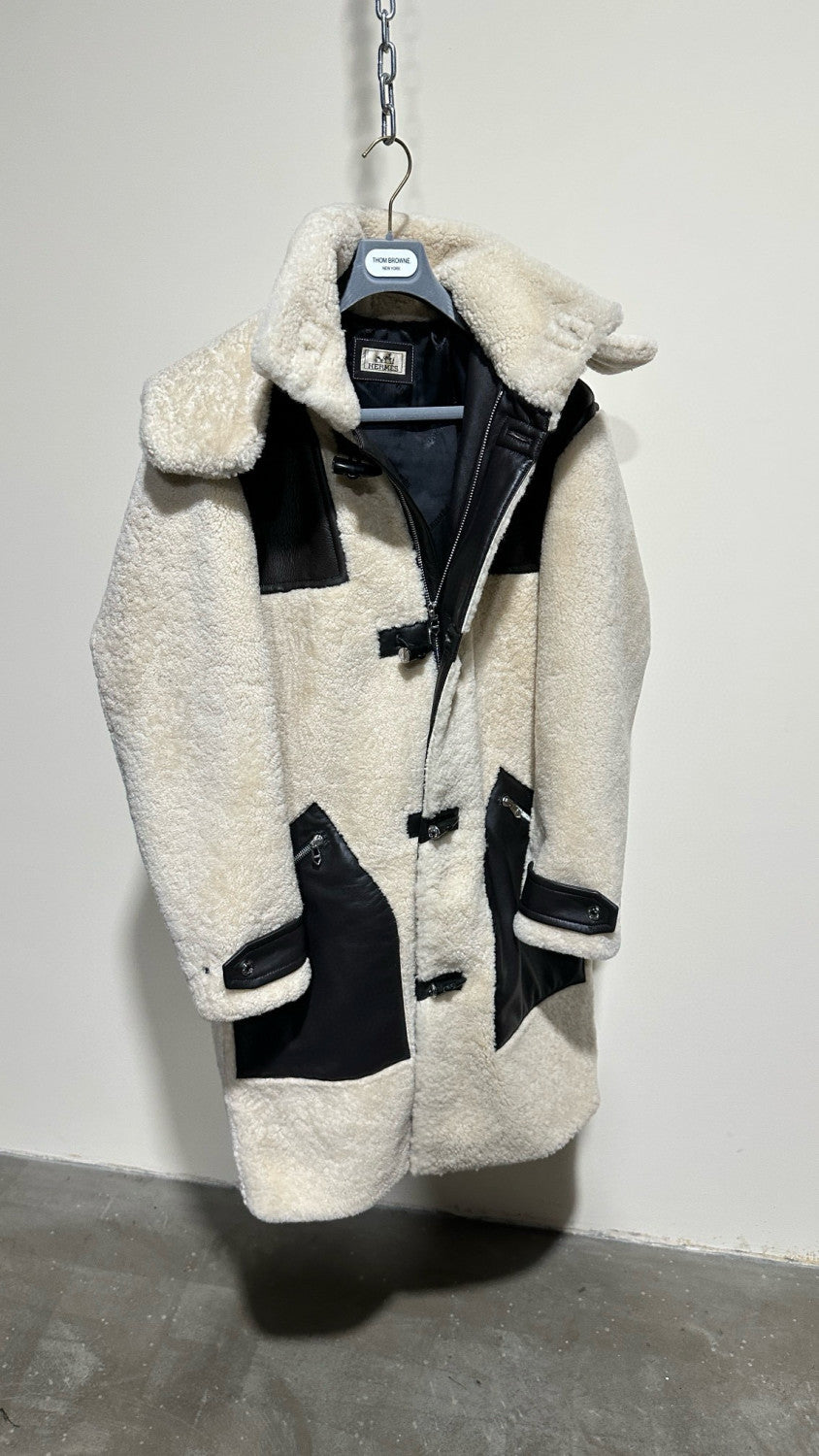 Hermes Men's Fall And Winter Long Multi-Pocket Shearling Fur Zipper Loose Casual Jacket Removable Hooded Coat Ngvp #7411