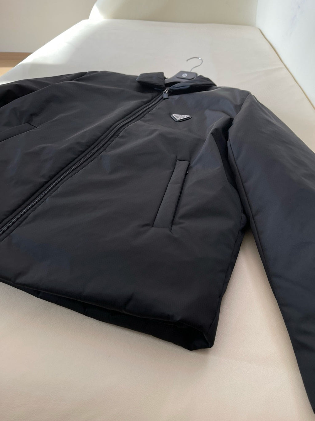 Prada Men's Fall And Winter Black Nylon Waterproof Zipper Puffer Down Long Sleeve Jacket #74697