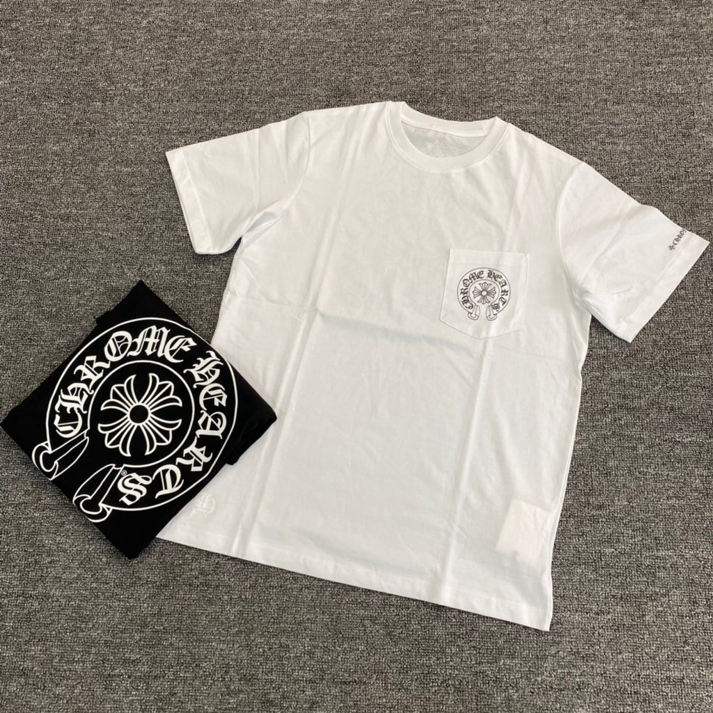 Chrome Hearts Men's Summer Solid Color Sanskrit Print Round Neck Cotton Short Sleeve T-Shirt #77168