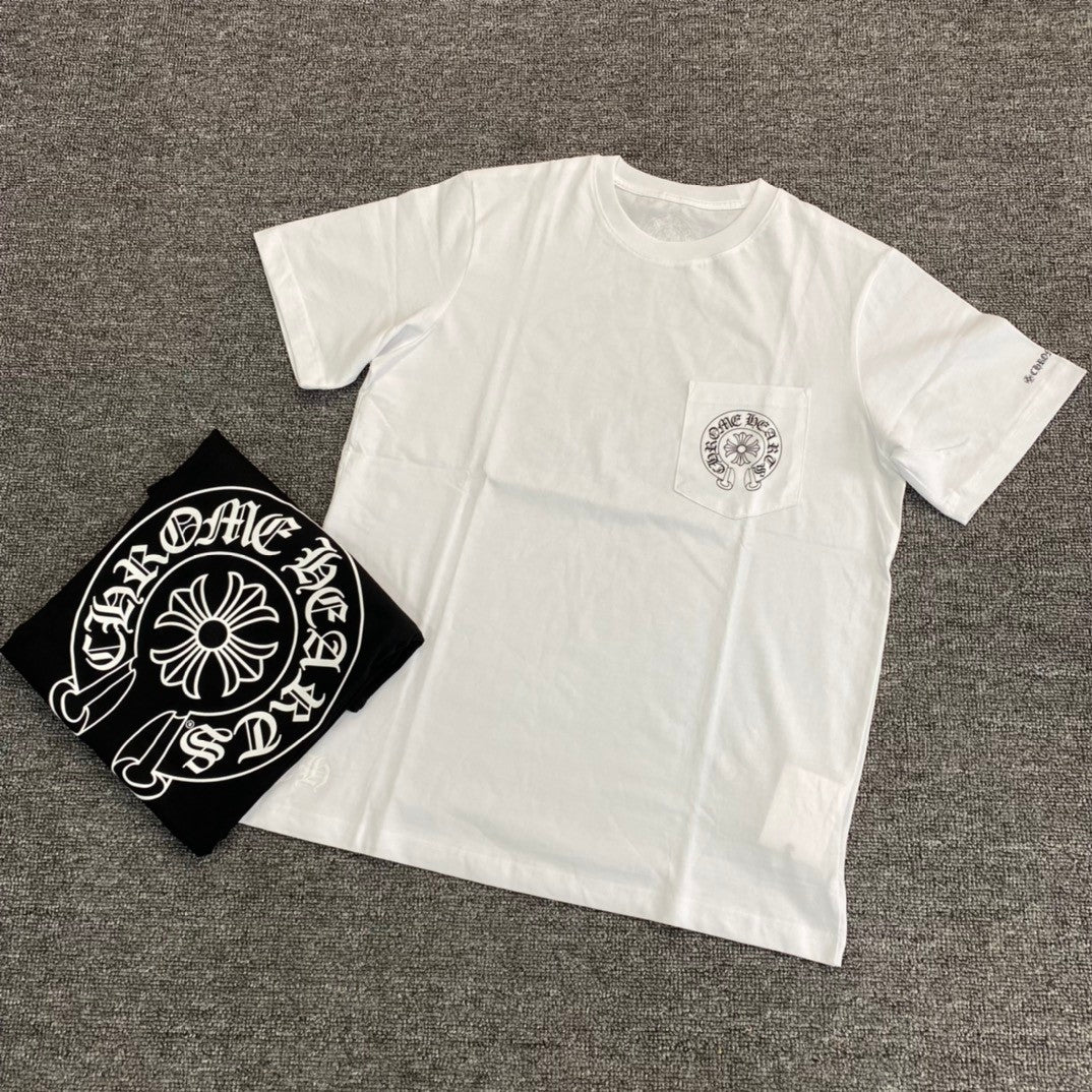 Chrome Hearts Men's Summer Solid Color Sanskrit Print Round Neck Cotton Short Sleeve T-Shirt #77168