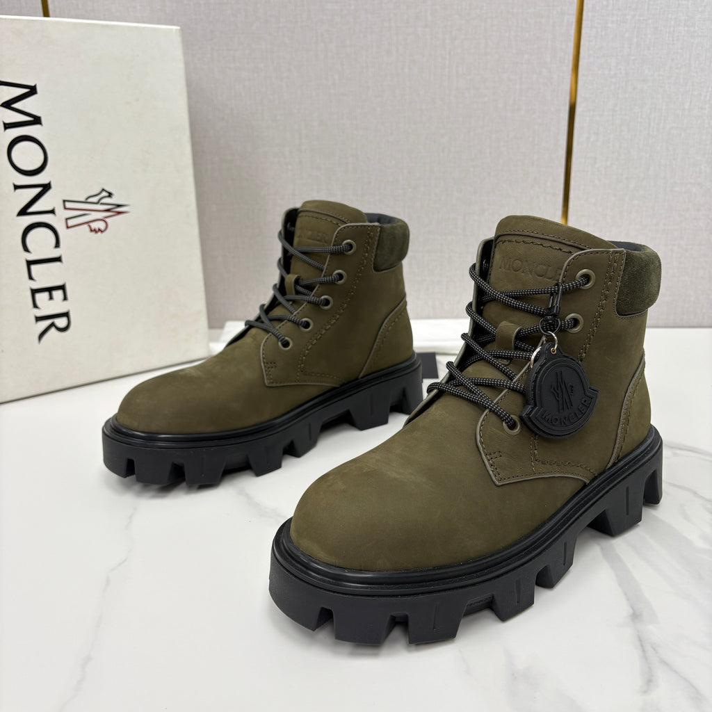 Moncler Black Peak City Nubuck Suede Lace-Up Boots #336113