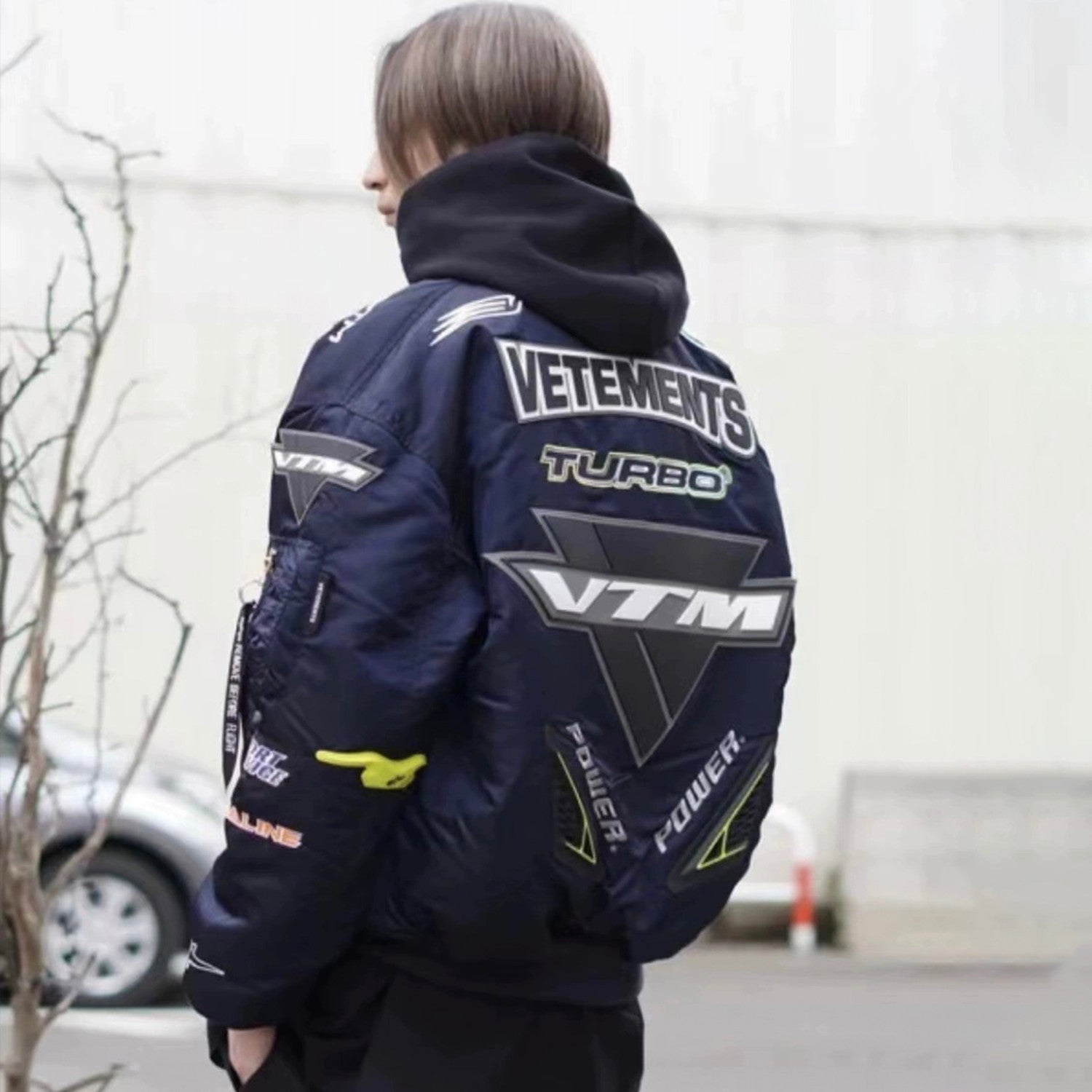 Vetements Men's Spring And Autumn Fashion High Street Racing Suit Metal Zipper Standing Collar Jacket Embroidered Logo Black Jacket  #98328