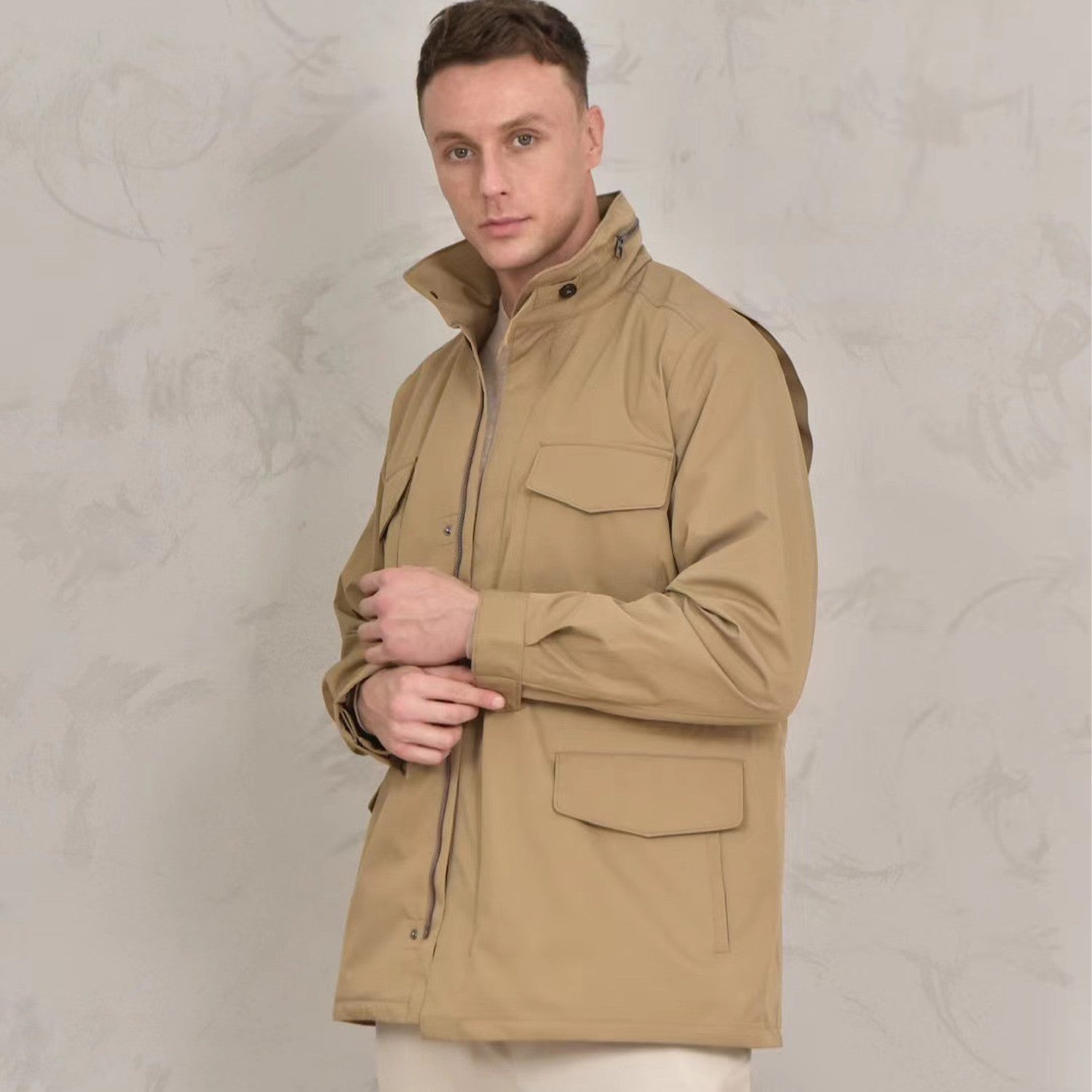 Loro Piana Men's Spring Solid Traveller Windmate® Jacket Standing Collar Long Sleeve Zipper Casual Fitted Jacket Ngvp #8652