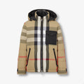 Burberry Men's Winter Fashion Casual Hooded Zip Up Checkered Reversible Double Sided Recycled Nylon Re:down Jacket #79371