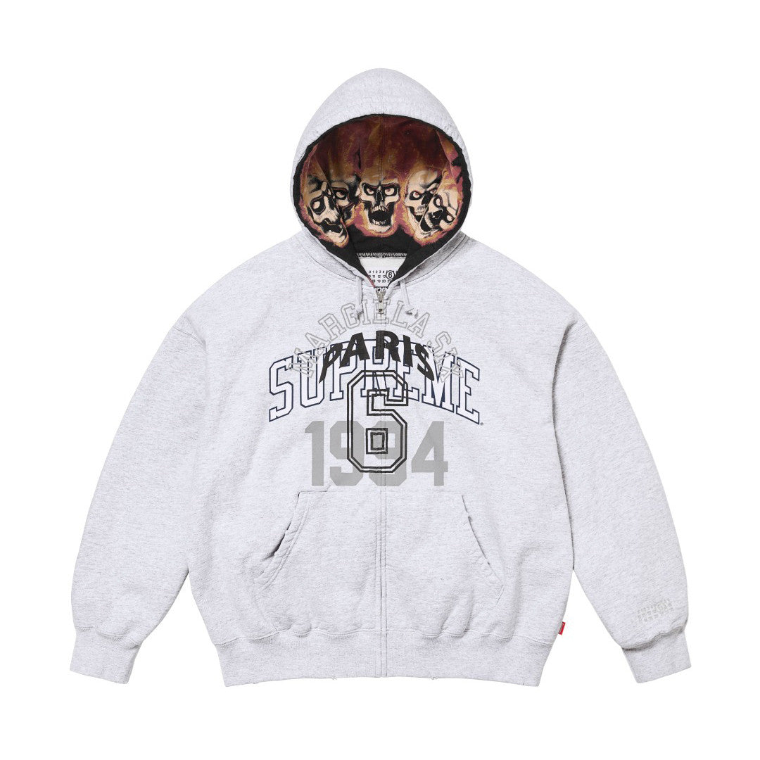 SUPREME X MM6 MAISON MARGIELA Men's Spring/Autumn Solid Colour Letter Print Hooded Skull Ghost Fire Print Zipper Long Sleeve Hooded Jacket #77861