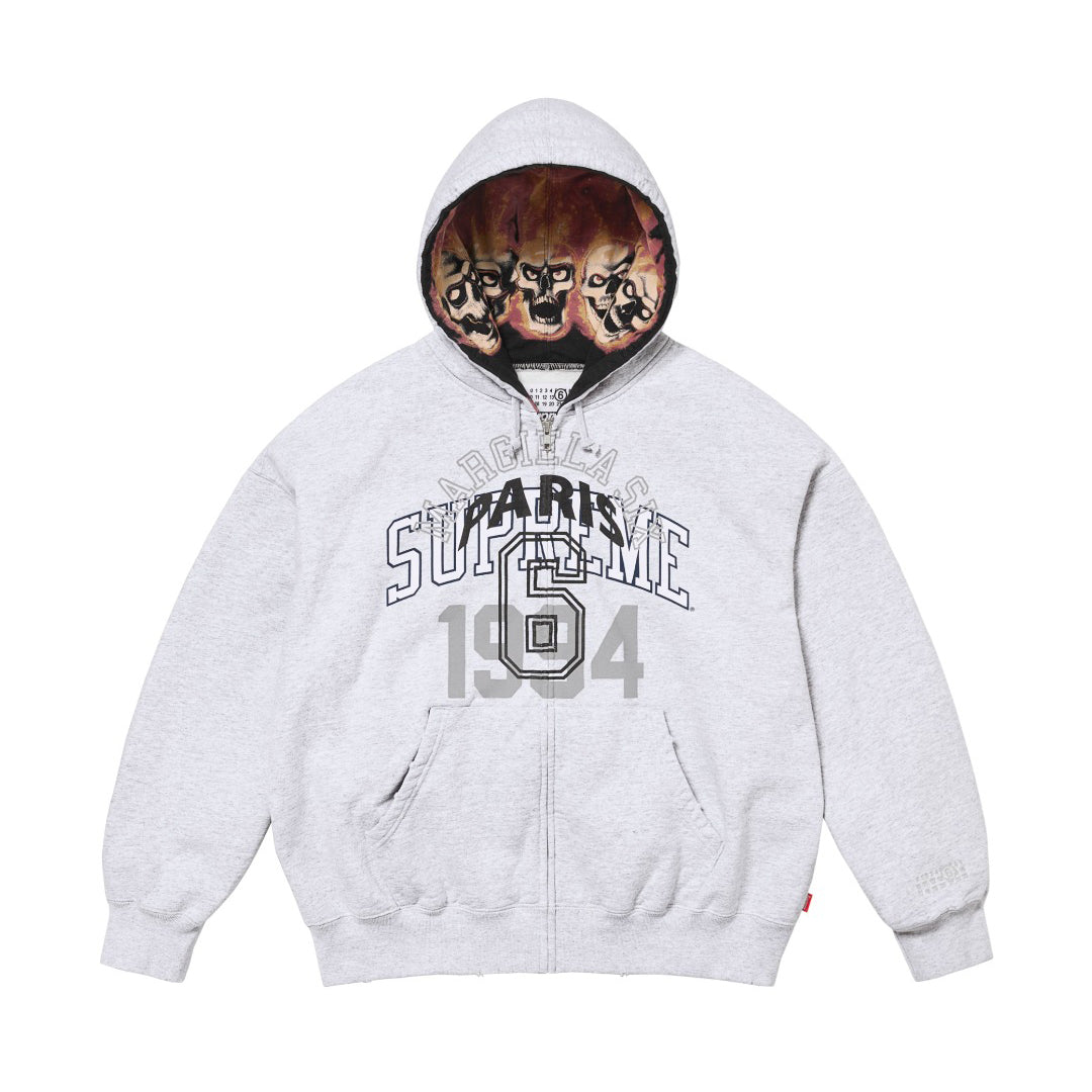 SUPREME X MM6 MAISON MARGIELA Men's Spring/Autumn Solid Colour Letter Print Hooded Skull Ghost Fire Print Zipper Long Sleeve Hooded Jacket #77861