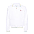 Casablanca Men's Spring & Autumn White Striped Trim Cozy Knit Zipper Lapel Long Sleeve Jacket #73815