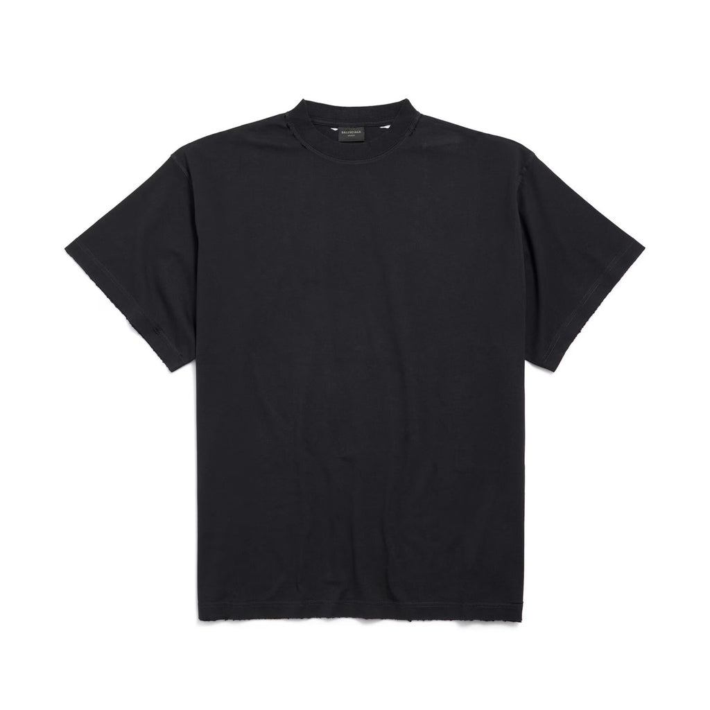 Balenciaga Men's Summer Solid Color Tape Letter Print Round Neck Cotton Short Sleeve T-Shirt #77438