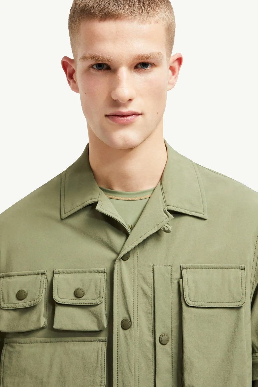 Moncler Men's Spring/Fall Casual Single-Breasted Solid Color Multi Pocket Detachable Sleeve Workwear Jacket #78895