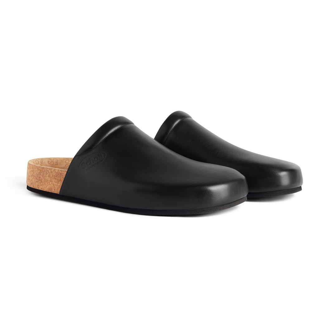 Balenciaga Men's Balenciaga I Scholl Flat Mule In Black Cowhide Flat Logo Birkenstock Shoes Fashion Temperament Trend Casual Shoes Slippers Ngvp #1973