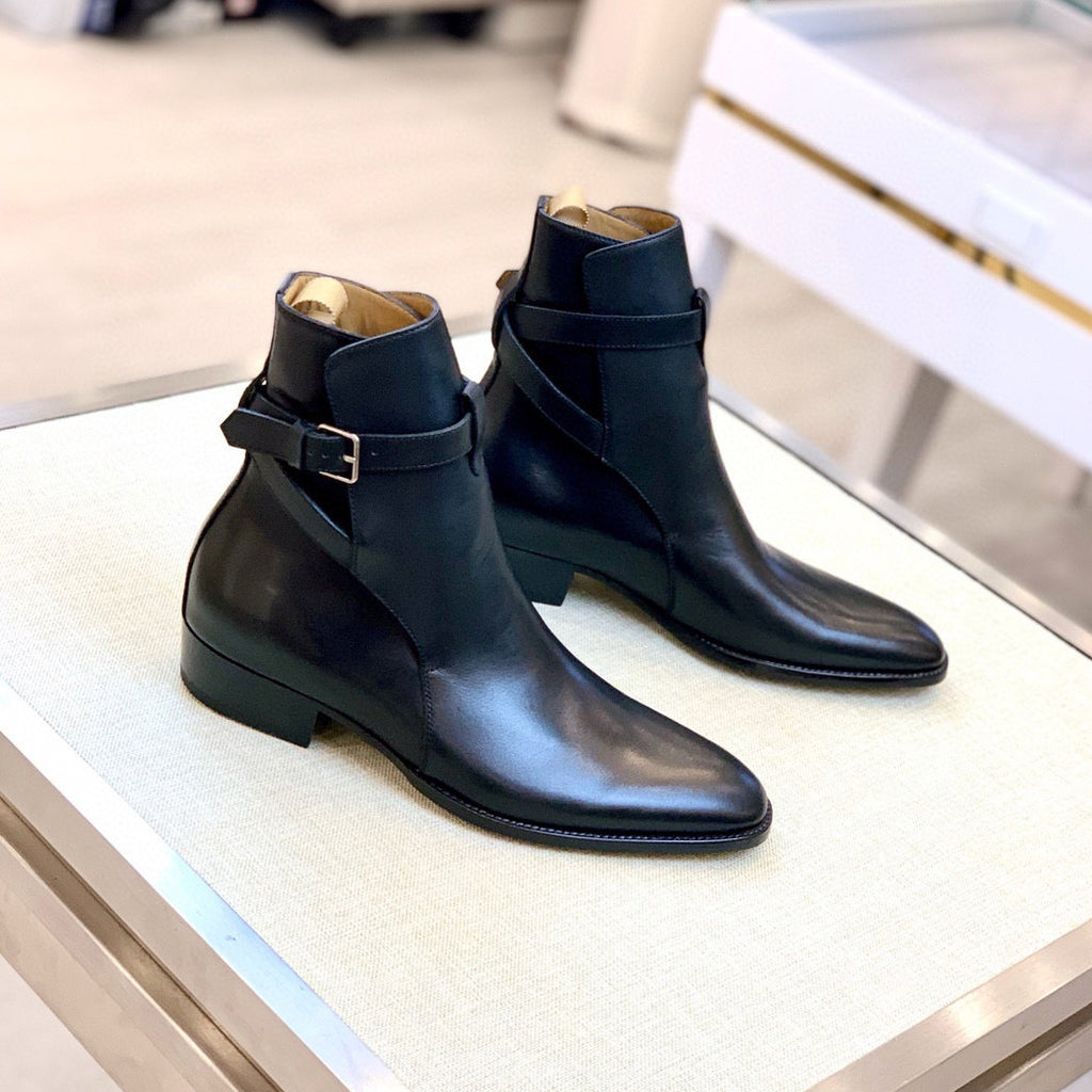 SAINT LAURENT Men's Fall/Winter Casual Round Toe Slip On Leather Low Top Ankle Boots #78867