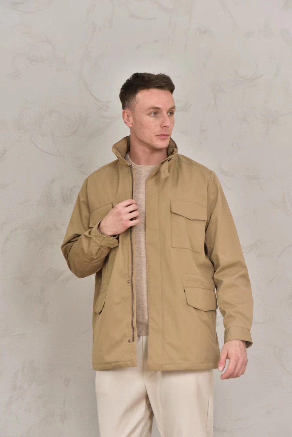 Loro Piana Men's Spring Solid Traveller Windmate® Jacket Standing Collar Long Sleeve Zipper Casual Fitted Jacket Ngvp #8652