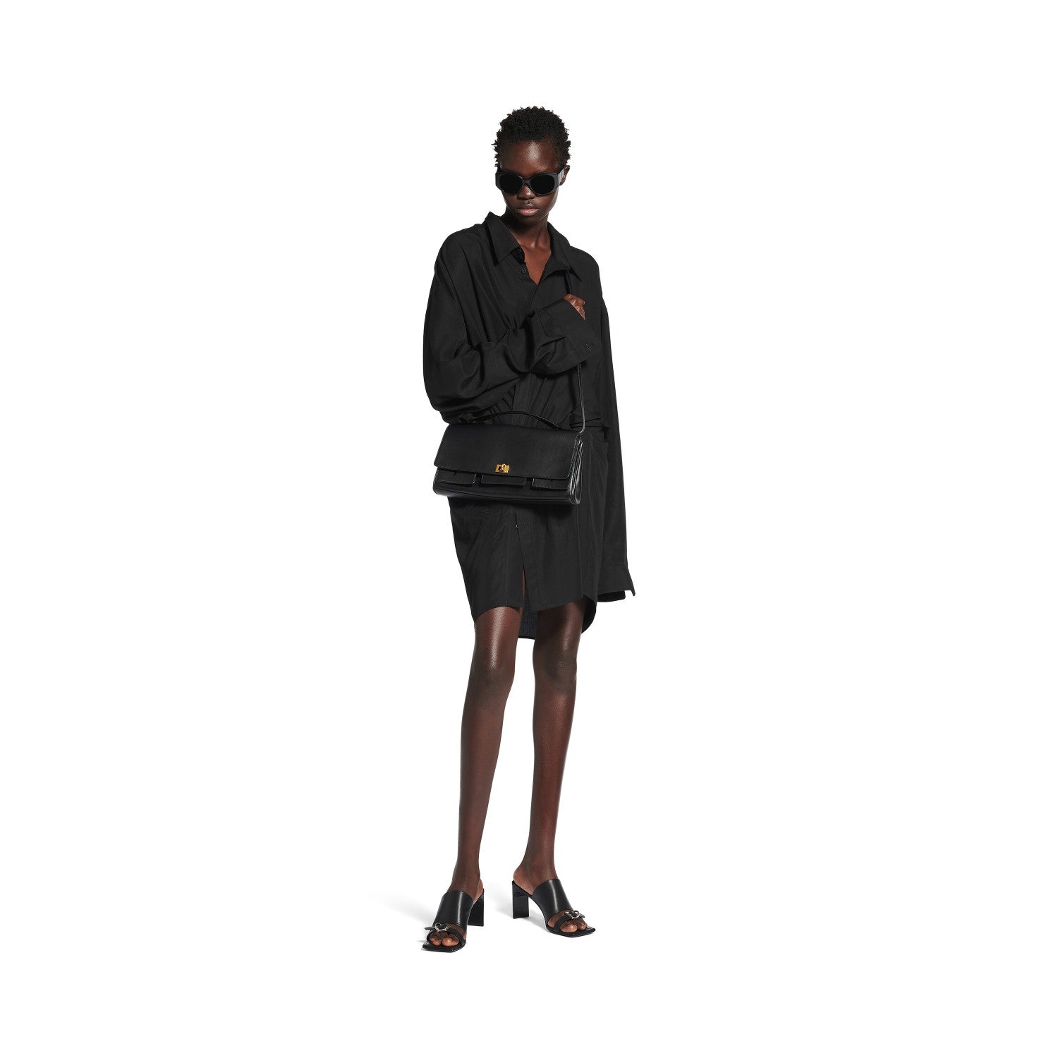 Balenciaga Women's Bel Air Small Clutch Bag Logo Printed Solid Color Leather Tote Bag Bags 8349432ABAV6036 Ngvp #1244