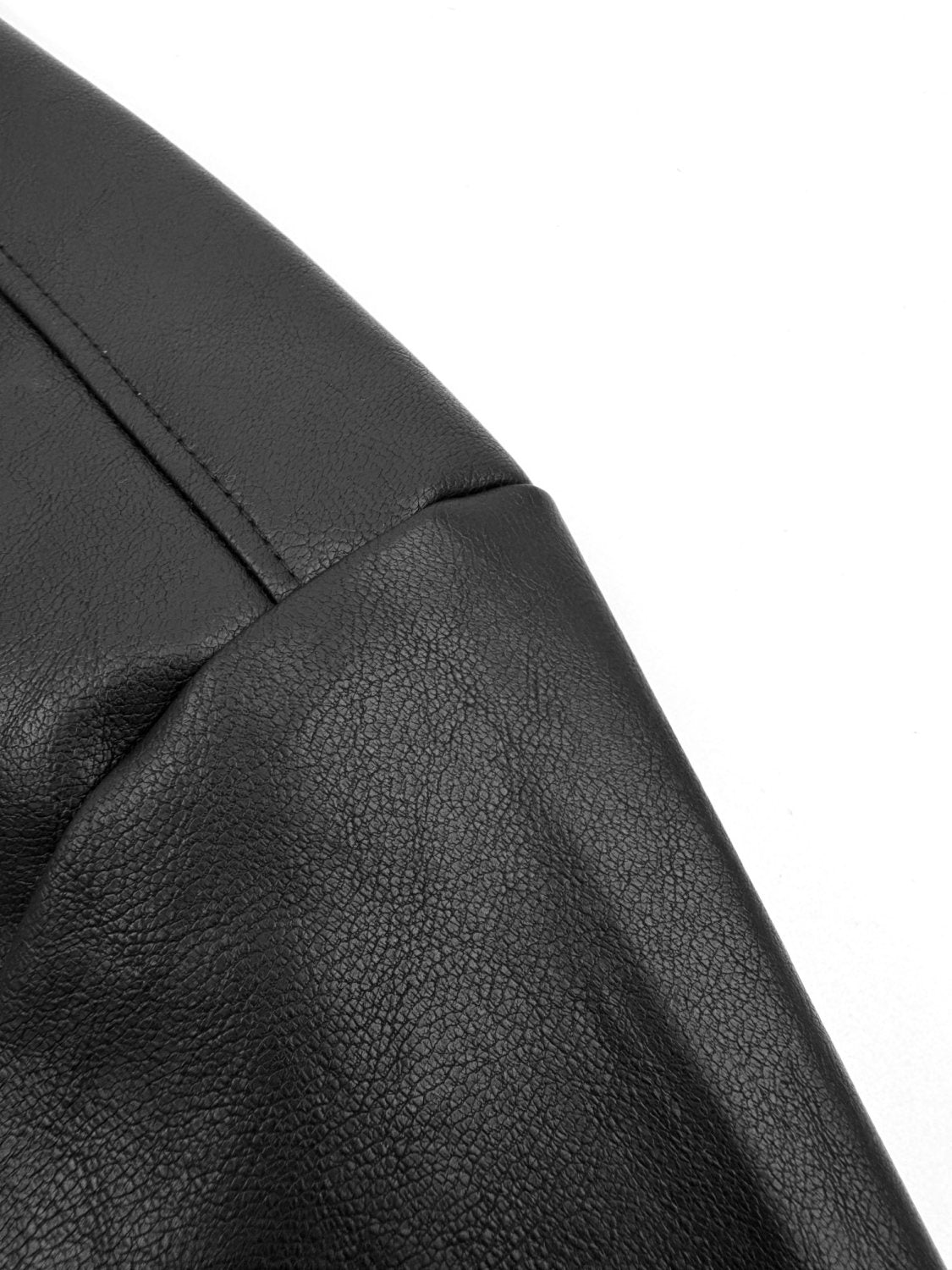 Prada Men's Fall/Winter Fashion Casual Solid Color Lapel Single Breasted Leather Jacket With Logo Triangle Emblem Jacket #79343
