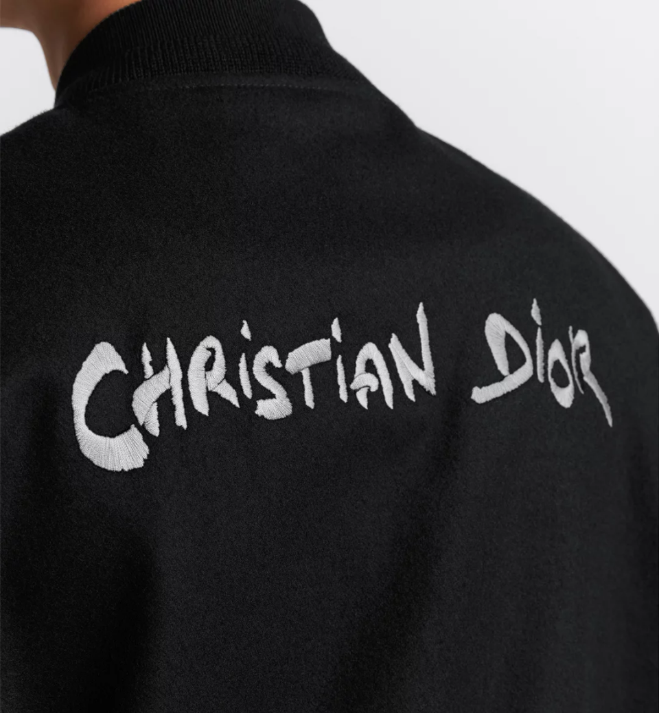 Dior Men's Fall And Winter Black Letter Print Single Breasted Long Sleeved Baseball Jacket #73172