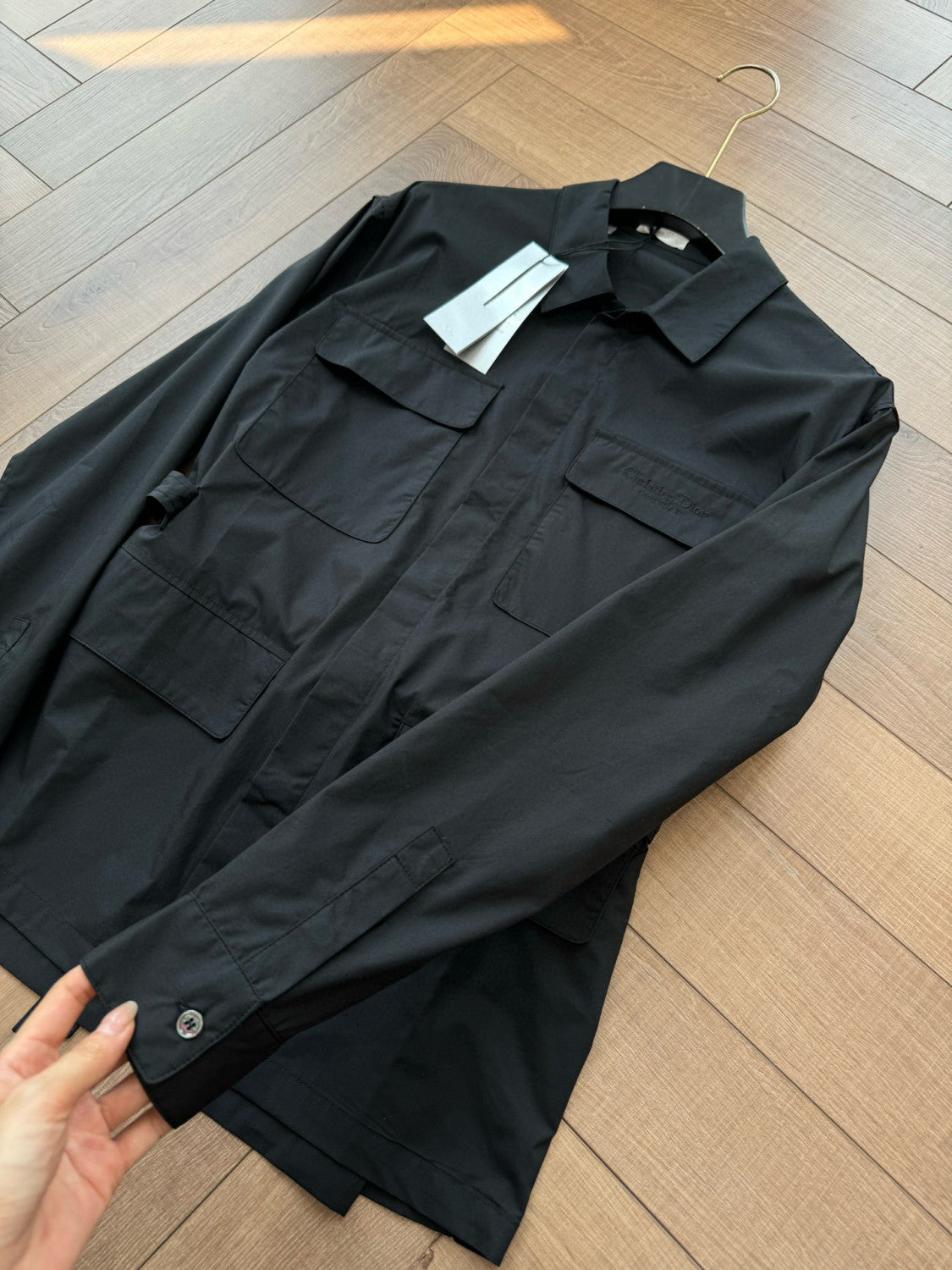 Gucci Men's Spring/Summer Solid Color Fashion Casual Logo Embroidered Collar Cotton Flap Pocket Single Breasted Long Sleeved Shirt Jacket #78252