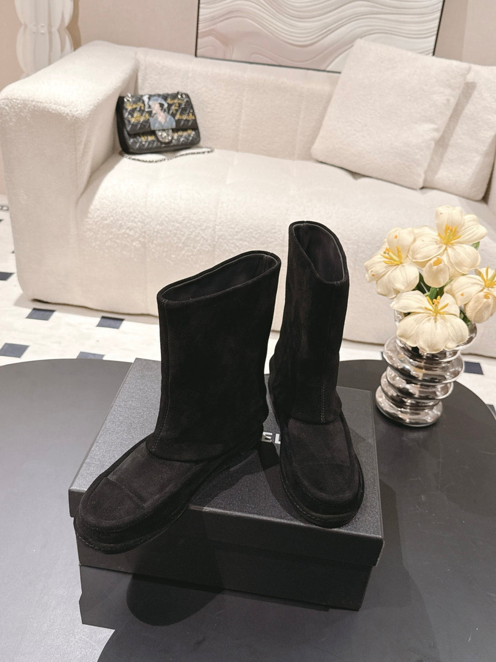 Chanel Women's Suede Mid-Calf Boots #335029