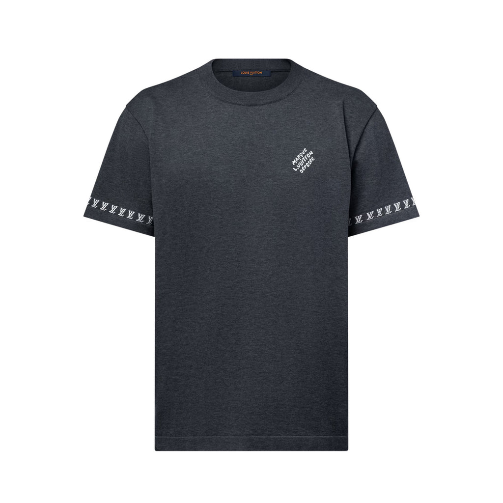 Louis Vuitton Men's Summer Jacquard Pattern Cotton Round Neck Short Sleeve T-Shirt #77654
