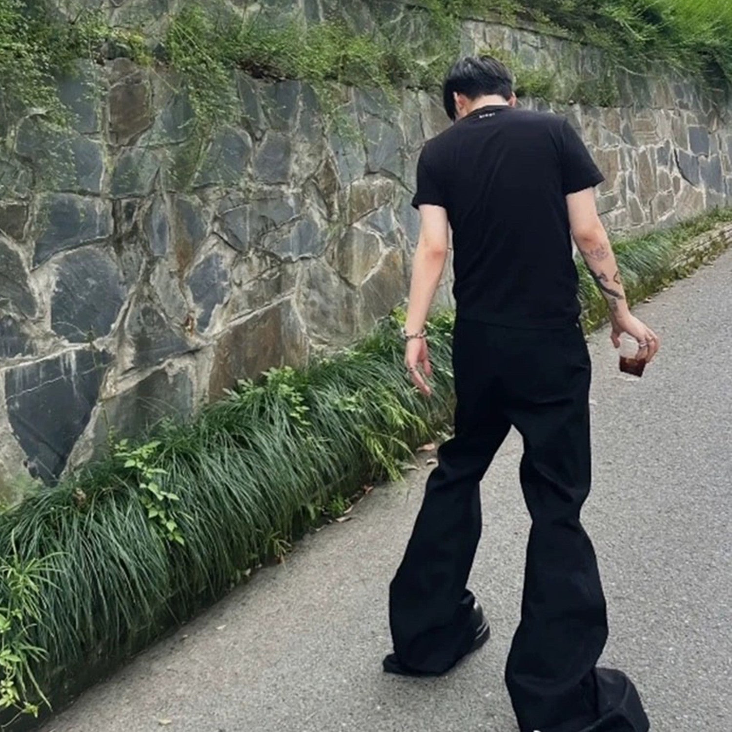 Rick Owens Men's High-street Solid Colour High-waisted Micro-large Denim Trousers Twill Cotton Spring And Autumn Versatile God Pants Ngvp #9827