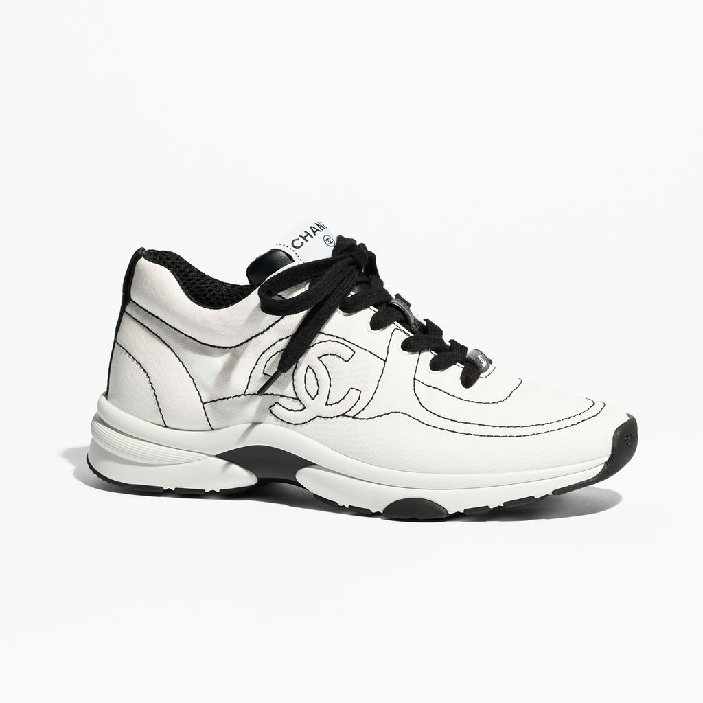 Chanel Women's Embroidered Line Solid Colour Low Top Lace Up Sneakers Shoes #76648