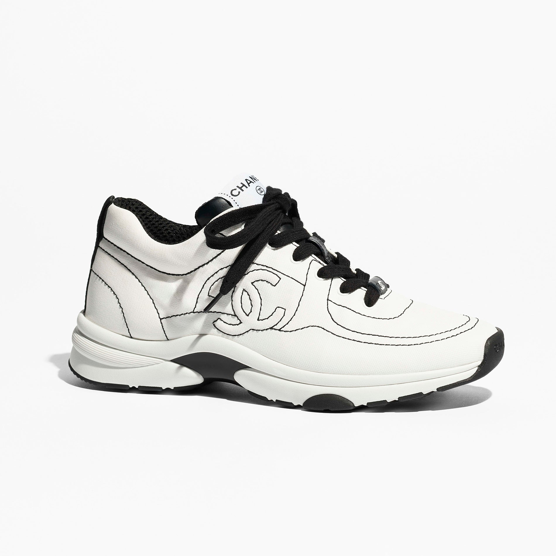Chanel Women's Embroidered Line Solid Colour Low Top Lace Up Sneakers Shoes #76648