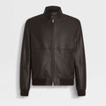 Ermenegildo Zegna Men's Fall And Winter Flight Jacket Leather Jacket Fashion Temperament Zipper Premium Design Jacket Ngvp #2249