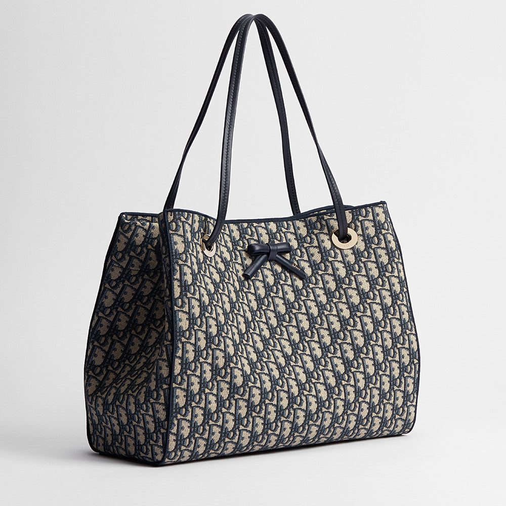 DIOR Medium Dior Promenade Shopping Bag Blue Dior Oblique Jacquard #376637