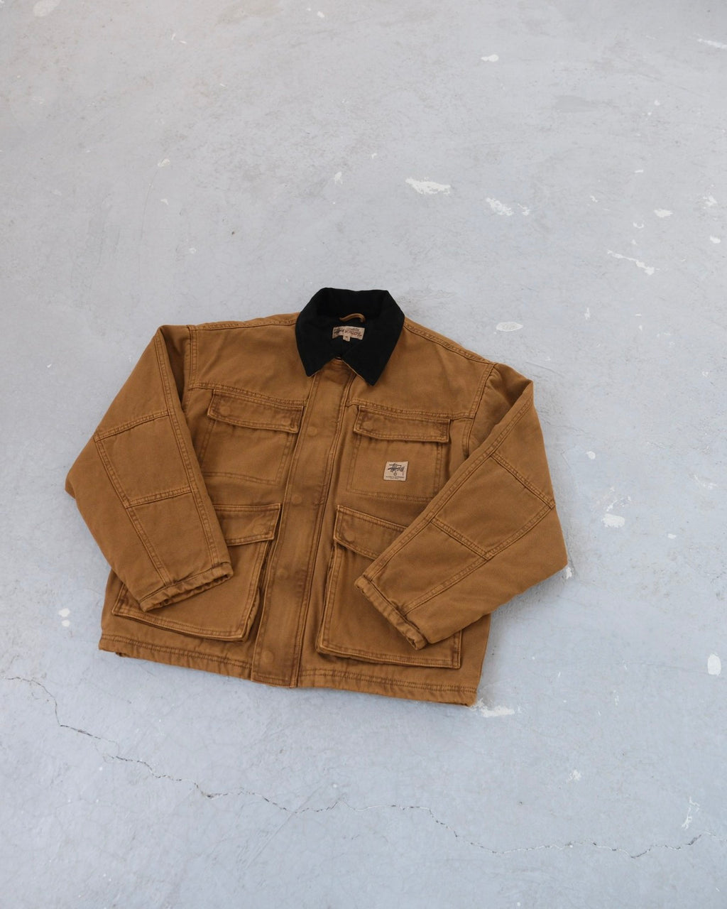 Stussy Men's Autumn and Winter Solid Color Pocket Zipper Warm Workwear Long Sleeve Jacket #73616