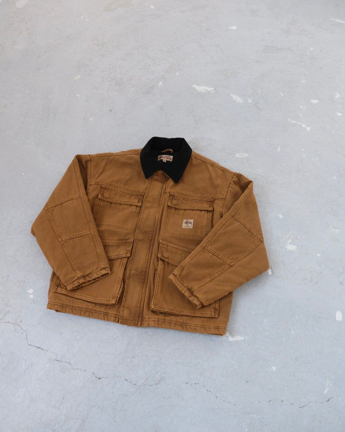 Stussy Men's Autumn and Winter Solid Color Pocket Zipper Warm Workwear Long Sleeve Jacket #73616