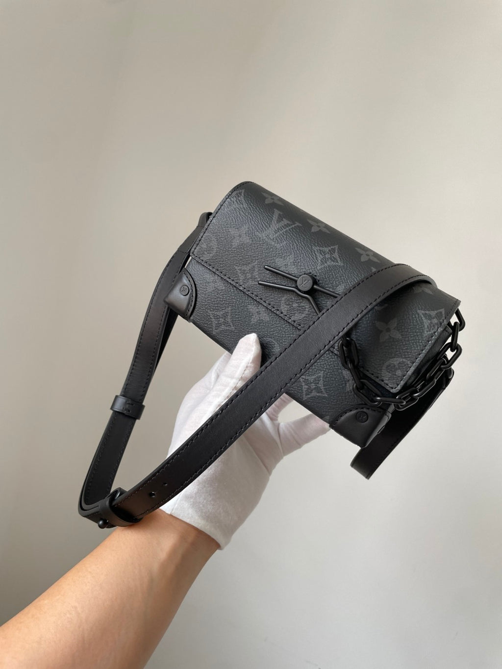 Louis Vuitton Lv Mini Box Bag Steamer Mini Handbag. Monogram Eclipse Canvas Chain Shoulder Bag Fashionable Casual Men's Crossbody Male Bag M81783 #195921