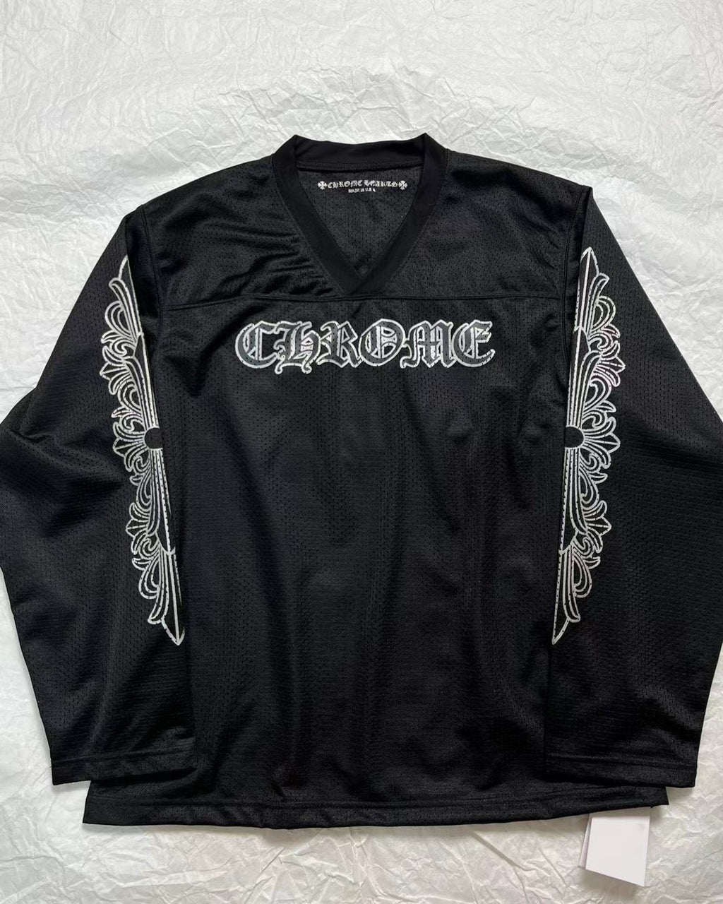 Chrome Hearts Men's Women's Hockey Jerseys Collection Silver Plated Short Sleeve Long Sleeve Black T-Shirt #98519