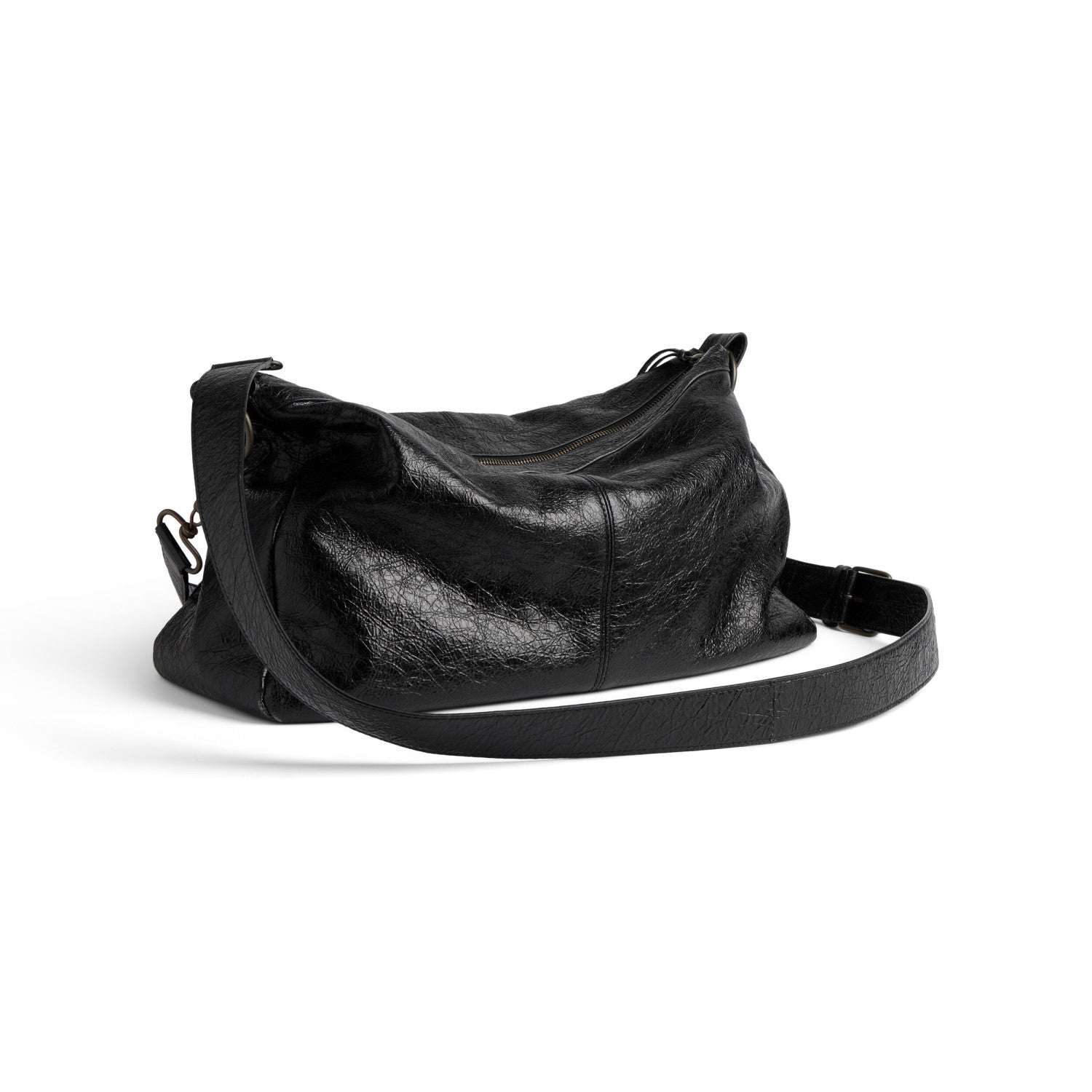 Balenciaga LE CITY MOTO Men's And Women's Fashion Solid Color Leather Zipper Closure Large Capacity Adjustable Shoulder Strap Biker Bag Travel Tote Shoulder Bag Bags 8461862ABEK1000 #79568