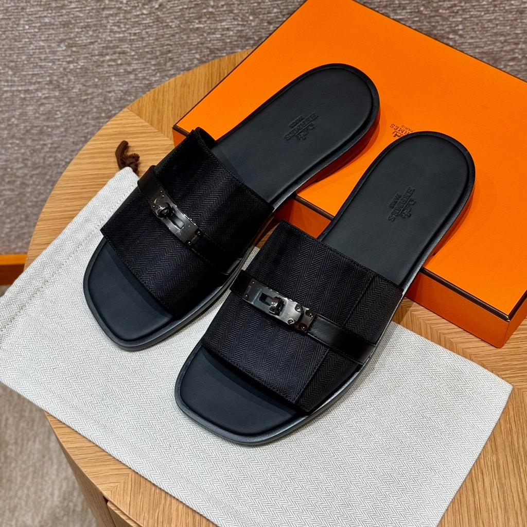 Hermes Gabriel Men's Summer Fashion Comfortable Logo Sandals Leather Casual Slippers #81144