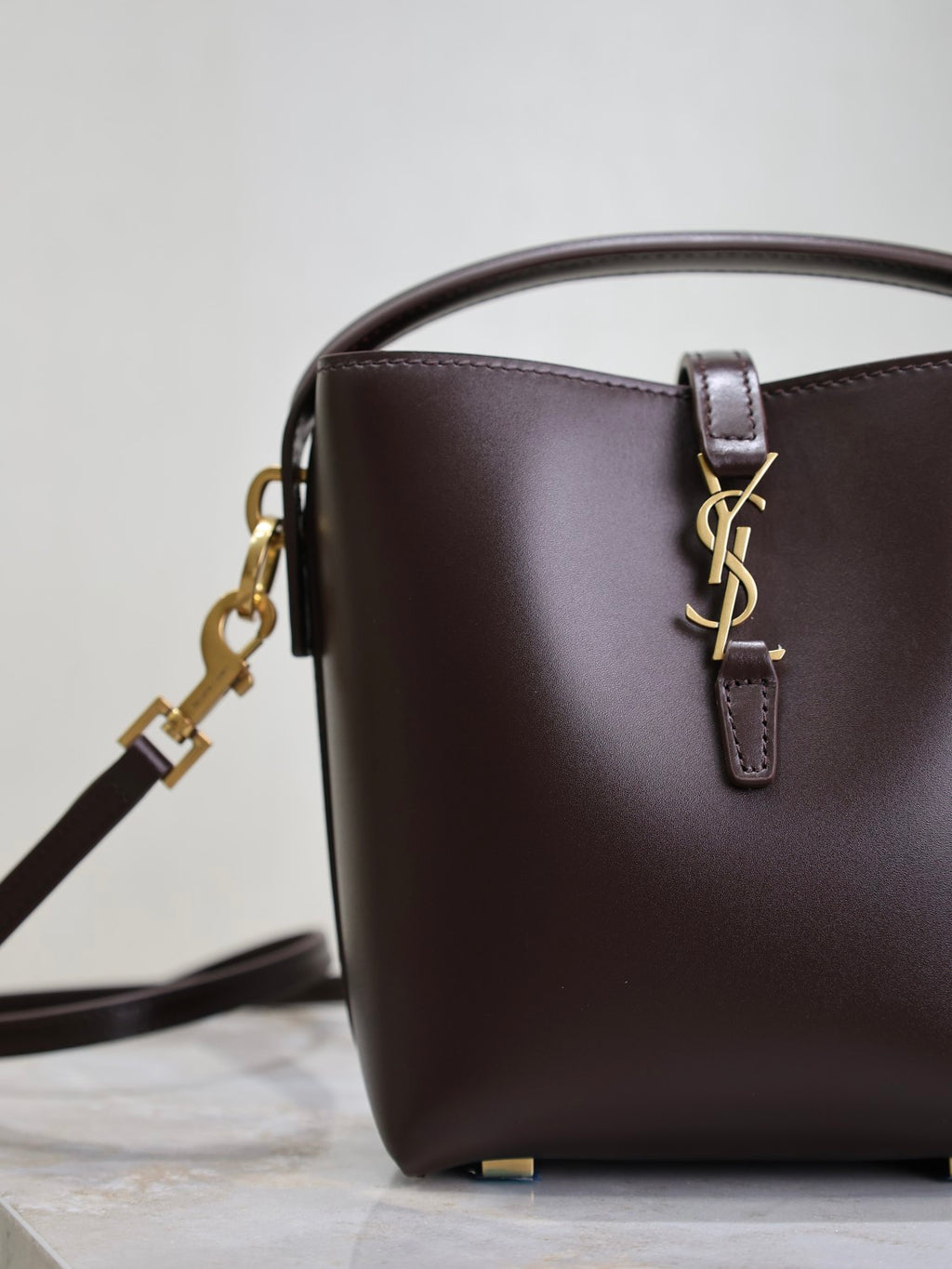 Saint Laurent Women's LE 37 Logo Hook Buckle mini Small Glossy Solid Color Bucket Bag Suede Leather Handbags Casual Bags 7490362R20W9207 #81334