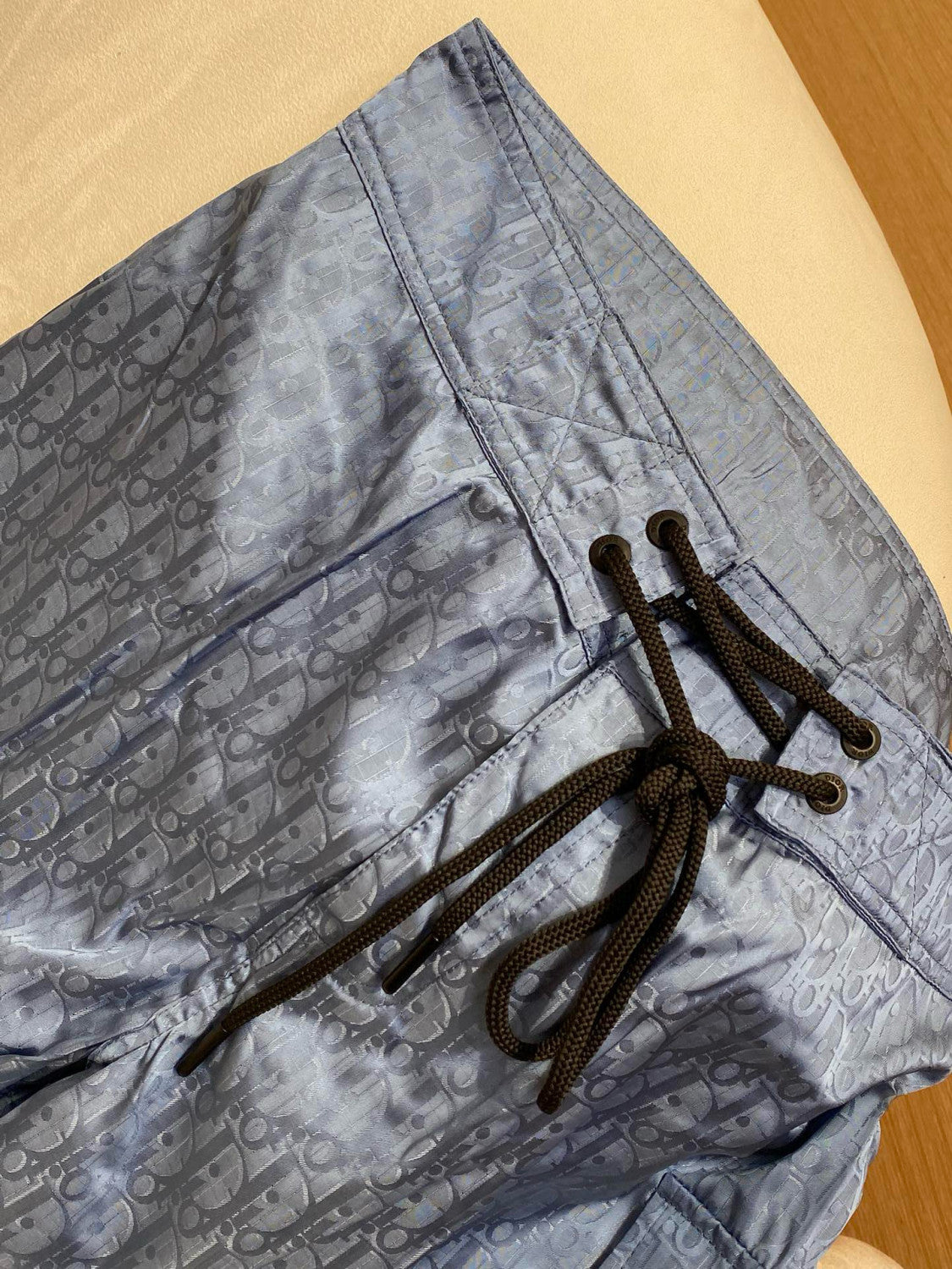 Dior Men's Summer Solid Colour Letter Print Lace Up Casual Silk Straight Swimming Shorts #76873