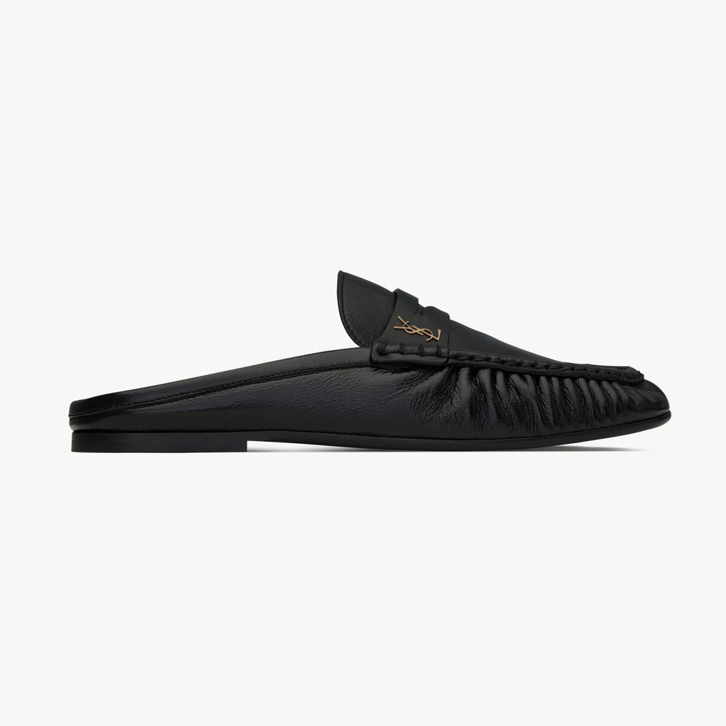 Saint Laurent LE LOAFER Women's Fashion Casual Round Toe Slip On Half Slip On Logo Leather Loafer Mule Shoes #78444